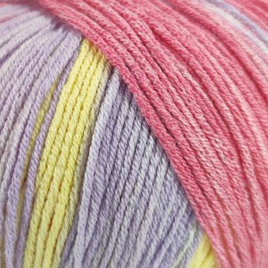 Пряжа Summer Sock/Саммер Сок, бузкова-жовта-блакитна смужки 101, Laines du Nord