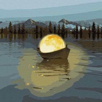 Картина по номерам - Лунная лодка с красками металлик 50x50см в интернет-магазине "Я - Picasso"