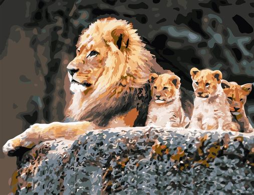 Картина по номерам - Семья львов 50x65 в интернет-магазине "Я - Picasso"