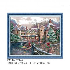 Різдвяне містечко Набір для вишивання хрестиком з друкованою схемою на тканині Joy Sunday FA146 в интернет-магазине "Я - Picasso"