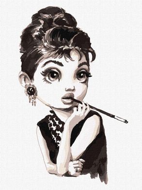 Картина за номерами "Тендітна Одрі" Ідейка полотно на підрамнику 30х40см KHO4854 в інтернет-магазині "Я - Picasso"