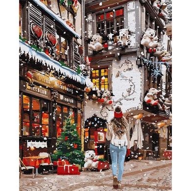 Картина по номерам "Гуляя новогодними улочками" Идейка полотно на подрамнике 40x50см КНО3582 в интернет-магазине "Я - Picasso"
