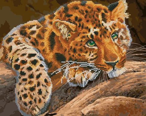 Алмазна картина-розмальовка -Зеленоглазий леопард "BrushMe 3D ефект подарункова коробка 40x50 cм GZS1115 в інтернет-магазині "Я - Picasso"