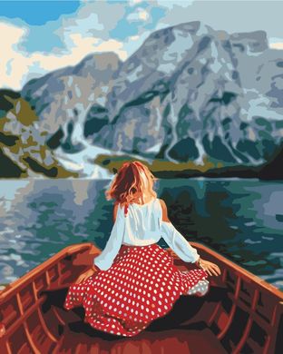 Картина за номерами "Мандрівниця на озері Браєс" BrushMe полотно на підрамнику 40x50см BS51327 в інтернет-магазині "Я - Picasso"