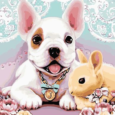 Картина по номерам "Собака и кролик" ArtStory холст на подрамнике 40x40см AS0936 в інтернет-магазині "Я - Picasso"