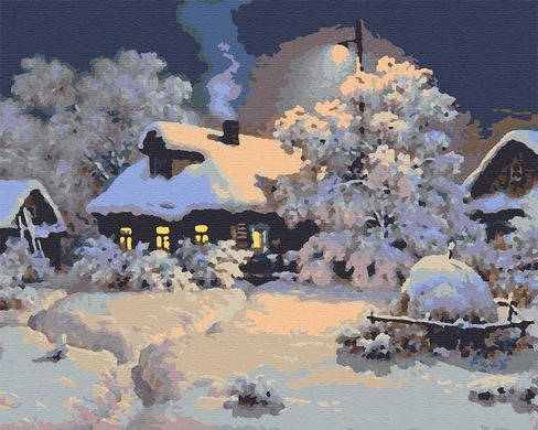 Картина за номерами "Зимове село" полотно на підрамнику 40x50 см RB-0036 в інтернет-магазині "Я - Picasso"