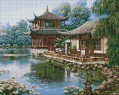 Алмазна мозаїка "Китайський будиночок" Ідейка полотно на підрамнику 40x50см AMO7342 в інтернет-магазині "Я - Picasso"
