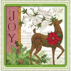 Різдвяний олень Набір для вишивання хрестиком з друкованою схемою на тканині Joy Sunday C273 в інтернет-магазині "Я - Picasso"
