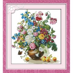 Квіти та персики Набір для вишивання хрестиком з друкованою схемою на тканині Joy Sunday H306 в інтернет-магазині "Я - Picasso"