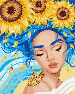Картина за номерами "Дівчина з соняшниками ©pollypop92" Ідейка полотно на підрамнику 40x50см KHO8308 в інтернет-магазині "Я - Picasso"