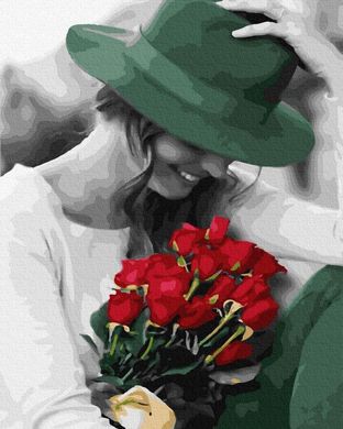 Картина за номерами "Щаслива леді з квітами" BrushMe полотно на підрамнику 40x50см GX34342 в інтернет-магазині "Я - Picasso"