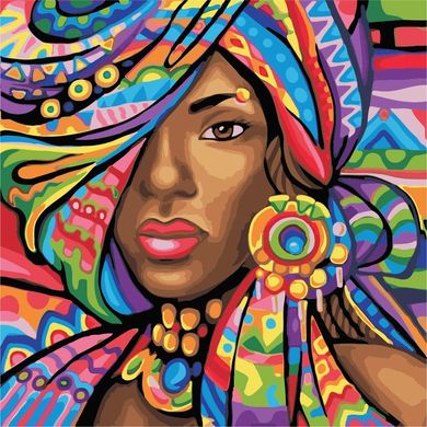 Картина за номерами "Африканка" ArtStory полотно на підрамнику 40х40см AS0939 в інтернет-магазині "Я - Picasso"