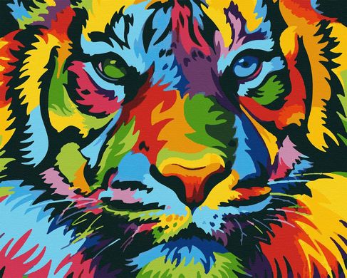 Картина по номерам "Кольоровий тигр" холст на подрамнике 40x50 см RB-0422 в інтернет-магазині "Я - Picasso"