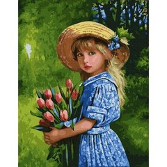Картина за номерами "Дівчинка з тюльпанами" BrushMe полотно на підрамнику 40х50см GX27292 в інтернет-магазині "Я - Picasso"
