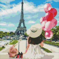 Алмазна мозаїка "Гуляючи вулицями Парижа" Ідейка полотно на підрамнику 40x40см AMO7074 в інтернет-магазині "Я - Picasso"