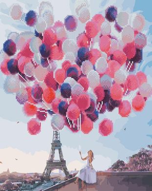 Алмазная картина-раскраска - Париж в воздушных шариках в интернет-магазине "Я - Picasso"