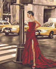 Алмазна картина-розмальовка "Дівчина і жовте таксі" BrushMe 3D ефект подарункова коробка 40x50см GZS1083 в інтернет-магазині "Я - Picasso"