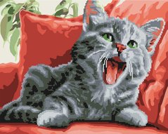 Алмазна картина-розмальовка "Кіт позіхун" "BrushMe 3D ефект подарункова коробка 40x50 cм GZS1192 в інтернет-магазині "Я - Picasso"