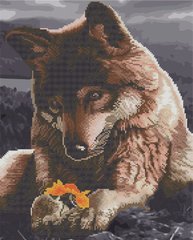 Алмазна картина-розмальовка "Вовк з квіткою" BrushMe 3D ефект подарункова коробка 40x50см GZS1078 в інтернет-магазині "Я - Picasso"