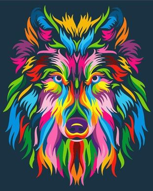 Картина за номерами "Райдужний вовк" BrushMe полотно на підрамнику 40x50см BS23828 в інтернет-магазині "Я - Picasso"
