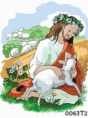 Картини за номерами "Ісуса з овечками" Барви полотно на підрамнику 30x40 см 0063Л2 в інтернет-магазині "Я - Picasso"