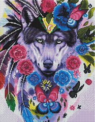 Алмазная мозаика - Волк в цветах 40x50 см в интернет-магазине "Я - Picasso"