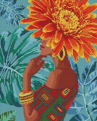 Алмазная мозаика "Девушка – тропический цветок" BrushMe холст на подрамнике 40x50см DBS0033 в интернет-магазине "Я - Picasso"