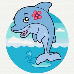 Картина по номерам "Дельфинчик" BrushMe холст на подрамнике 30х30см PSQ30010 в интернет-магазине "Я - Picasso"