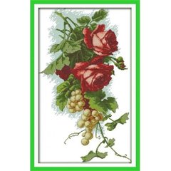 Виноград та троянди Набір для вишивання хрестиком з друкованою схемою на тканині Joy Sunday J233муліне, голка в інтернет-магазині "Я - Picasso"