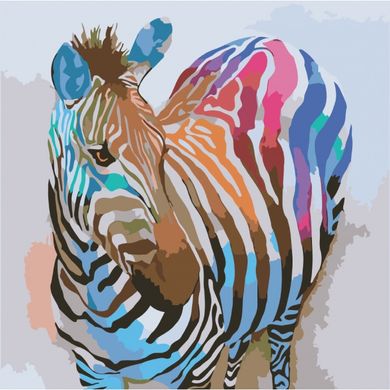 Картина за номерами "Зебра поп-арт" Ідейка полотно на підрамнику 40x40см КНО2463 в інтернет-магазині "Я - Picasso"