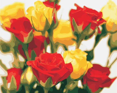 Картина по номерам - Жёлто-красные розы 40х50 в интернет-магазине "Я - Picasso"