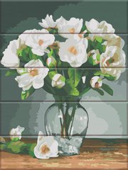 Картина по номерам на дереве - Белые цветы 30x40 см в интернет-магазине "Я - Picasso"
