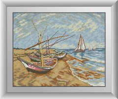 30515 Рыболовные лодки на берегу Сент-Мари. Ван Гог. Dream Art. Набор алмазной живописи (квадратные, полная) в интернет-магазине "Я - Picasso"