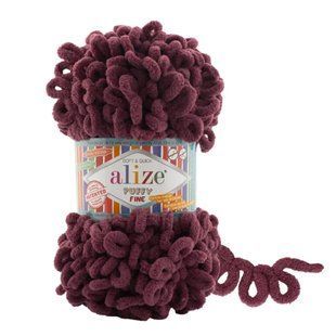 Пряжа Alize Puffy Fine/Алізе Пуффі Файн, божолє 956