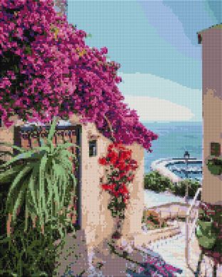 Алмазна мозаїка "Квітуча вуличка Греції" BrushMe полотно на підрамнику 40x50см DBS1014 в інтернет-магазині "Я - Picasso"