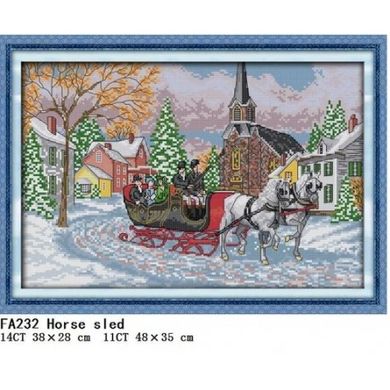 Зимова корета Набір для вишивання хрестиком з друкованою схемою на тканині Joy Sunday FA232 в інтернет-магазині "Я - Picasso"
