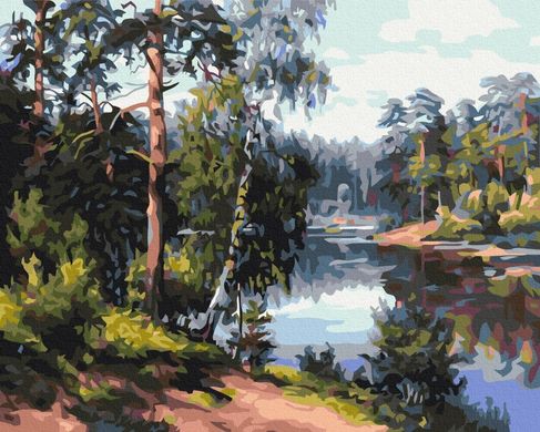 Картина за номерами "Мальовниче озеро в лісі" BrushMe полотно на підрамнику 40x50см BS51969 в інтернет-магазині "Я - Picasso"