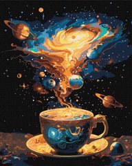Картина за номерами "Космічне чаювання з фарбами металік" Ідейка полотно на підрамнику 40x50см KHO5124 в інтернет-магазині "Я - Picasso"