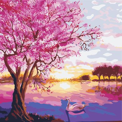 Картина по номерам "Сиреневый рассвет" ArtStory холст на подрамнике 40x40см AS0228 в интернет-магазине "Я - Picasso"