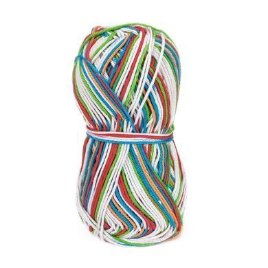 Пряжа Cotton Queen Multi Jacquard/Коттон Квин мульти жакард,белый-голубой-зеленый-красный-оранжевый мультиколор 61143, Performance