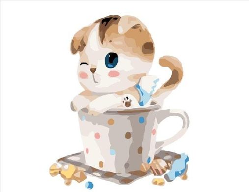 Картина за номерами "Кошеня в чашці" BrushMe полотно на підрамнику 40x50см GX8395 в інтернет-магазині "Я - Picasso"