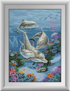 Семья дельфинов. Dream Art. Набор алмазной живописи 35x49 см в интернет-магазине "Я - Picasso"