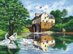 Алмазная мозаика "Лебеди у реки" Алмазная мозаика 40x50см DM-336 в интернет-магазине "Я - Picasso"