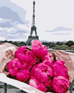 Картини за номерами "Париж, півонії" Artissimo полотно на підрамнику 40x50 см PN6780 в інтернет-магазині "Я - Picasso"