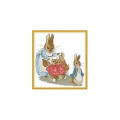 Семья кролика Питера Набор для вышивания крестиком с печатной схемой на ткани Joy Sunday KB237 в интернет-магазине "Я - Picasso"