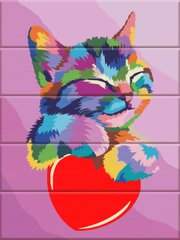 Картина за номерами на дереві "Кольоровий кіт" ArtStory подарункова упаковка 30x40см ASW167 в інтернет-магазині "Я - Picasso"