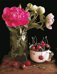 Картина по номерам - Пионы и вишни 50x65 в интернет-магазине "Я - Picasso"