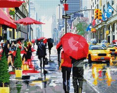 Алмазна мозаїка "Дощ у Нью-Йорку" BrushMe полотно на підрамнику 40x50см GF1381 в інтернет-магазині "Я - Picasso"