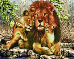 Алмазна картина-розмальовка "Сім'я левів" BrushMe 3D ефект подарункова коробка 40x50 cм GZS1031 в інтернет-магазині "Я - Picasso"