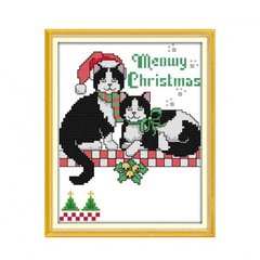 Різдвяний кіт Набір для вишивання хрестиком з друкованою схемою на тканині Joy Sunday C590 в интернет-магазине "Я - Picasso"